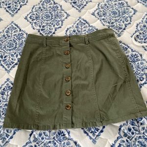 Olive Green Button Skirt
